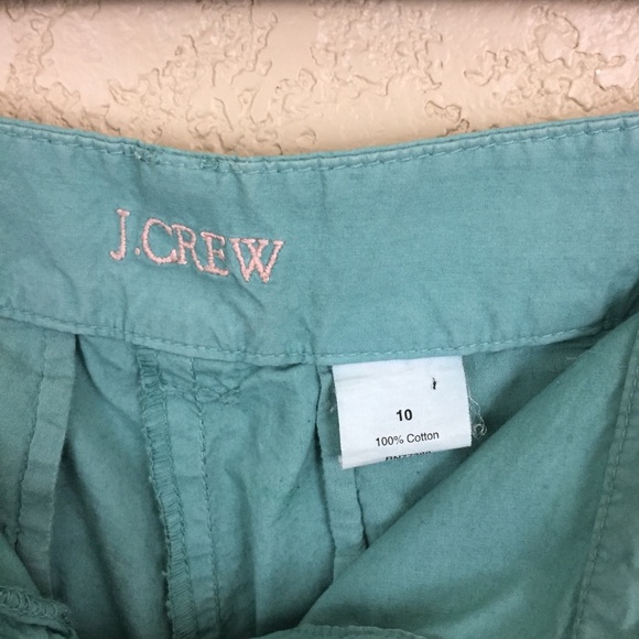 SALE
 J Crew Sz 10 Dk Seafoam Green Cotton ShortsF6 - Picture 3 of 6